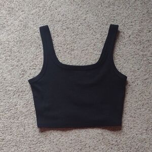 SHEIN Black Fitted Sleeveless Crop Tank Top